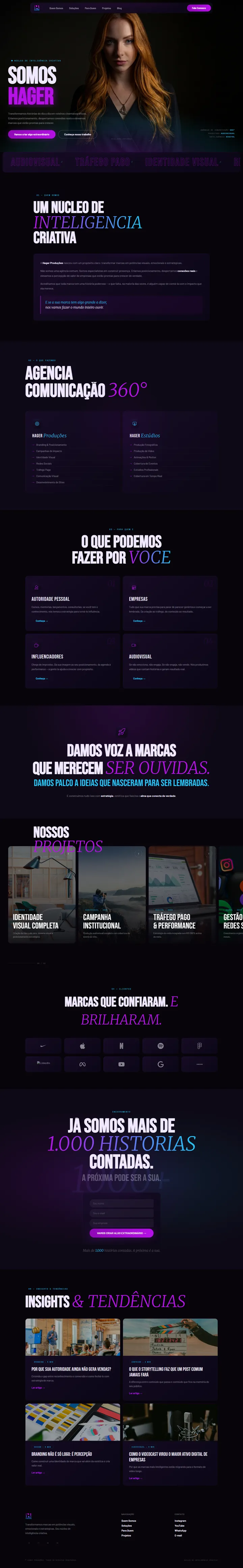 Hager Produções — Site institucional